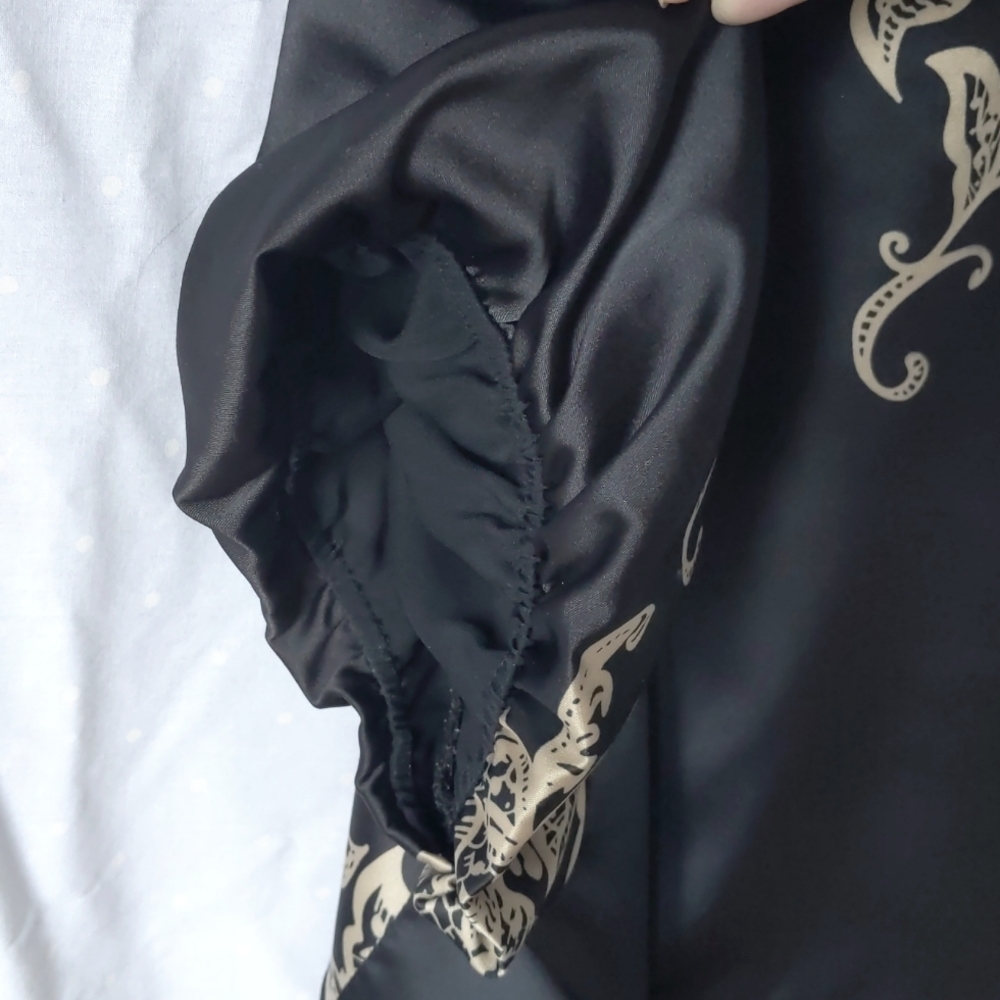 Express Black & Gold Tie Blouse - Picture 4 of 5
